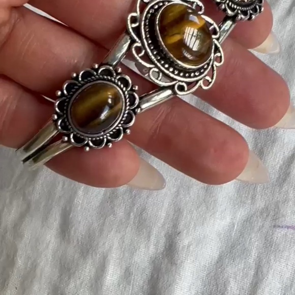 925 Silver Tiger’s Eye🐯👁️Adjustable Cuff Bracelet - Picture 2 of 7